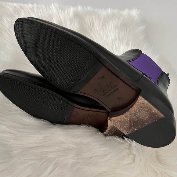 SERFAN CHELSEA Italian 43 Mens BOOT CALF LEATHER BLACK PURPLE US 10.5 in Box EUC - Picture 6 of 17